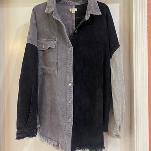 POL corduroy black/grey button up jacket Large